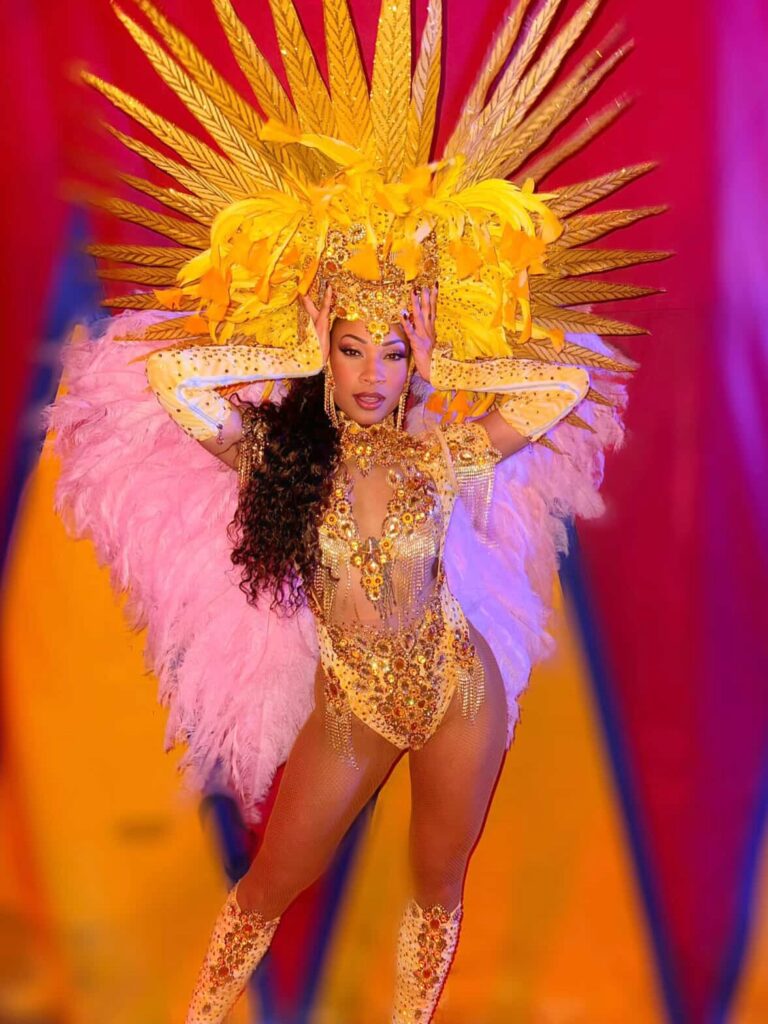 Dandara en costume traditionnel du Carnaval de Rio