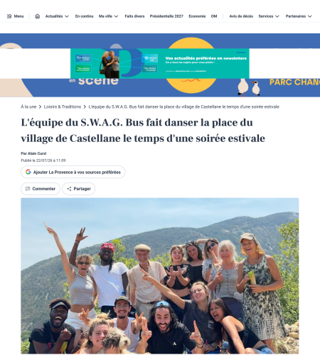 article de la Provence concernant le projet de S.W.A.G. Studio